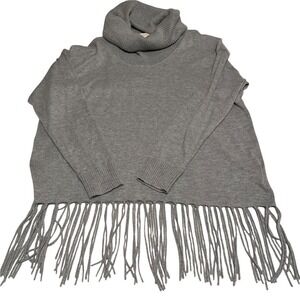 Michael‎ Kors size 0X grey cowl neck fringe hem sweater